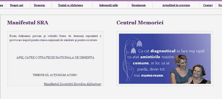 Creare site prezentare Societatea Romana Alzheimer