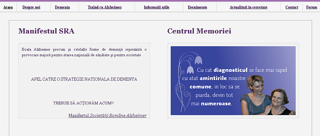 Creare site prezentare Societatea Romana Alzheimer